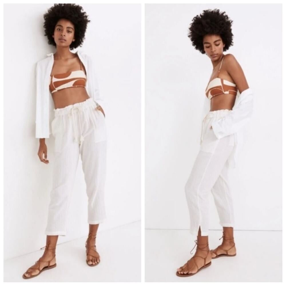 Madewell Lightestspun Ivory Beach Cover-Up Cropped Pants sz S